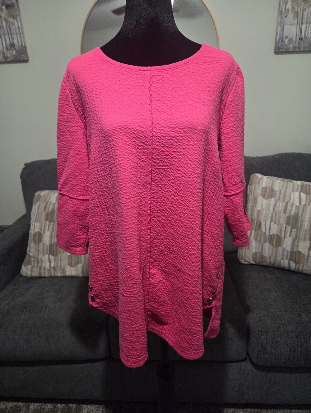Women's Hot Pink Neon BuddhaTextured Tunic Top